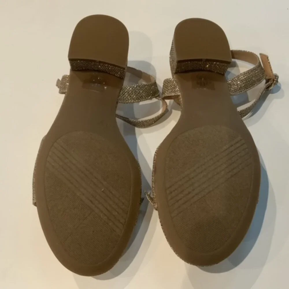 Easy Spirit Gold Glitter Bow Ginova Sandals